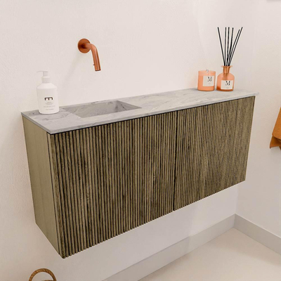 Mondiaz JOYA-DLUX 90cm toiletmeubel - kleur Dusk - Wastafel FAYE positie Links Zonder kraangat kleur Glace.