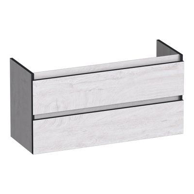 BRAUER Joy Edge meuble sous-lavabo peu profond 100 2 tiroirs à fermeture en douceur - sans poignée - 1 découpe pour siphon - Forest Seashell