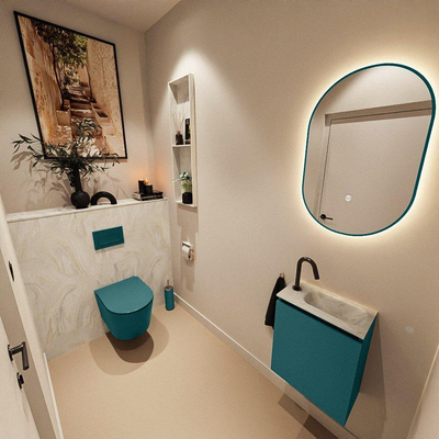 MONDIAZ TURE-DLUX 40cm toiletmeubel Smag. EDEN wastafel Ostra positie rechts. Met 1 kraangat.