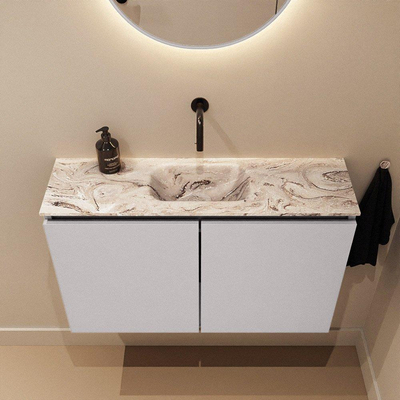 MONDIAZ TURE-DLUX 80cm toiletmeubel Cale. EDEN wastafel Glace positie midden. Zonder kraangat.