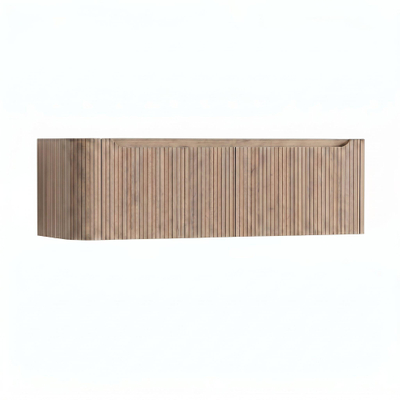 H&R Badmeubelen Juice Wastafelonderkast - 140x45x40cm - linkerhoek afgerond - 3D-front - 2 lades - geïntegreerde greep - rockford oak