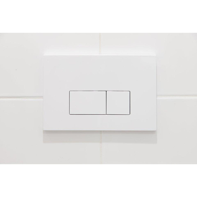 QeramiQ Dely Toiletset - 36.3x51.7cm - diepspoel - rimless - Geberit UP320 inbouwreservoir - softclose toilet zitting - 35mm - glans witte bedieningsplaat - rechthoekige knoppen - mat beige