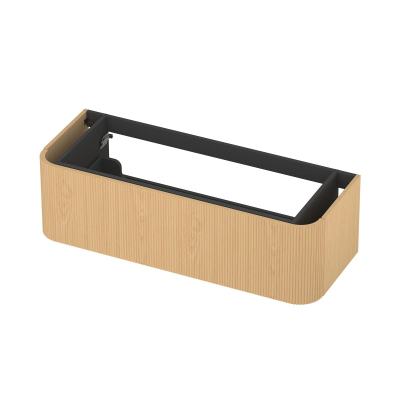 INK Concept R Meuble sous-lavabo - 120x45x35cm - 1 tiroir - poignées posées - fraisées - coins arrondis - MDF - light veneer