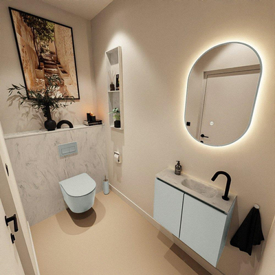 MONDIAZ TURE-DLUX 60cm toiletmeubel Greey. EDEN wastafel Opalo positie rechts. Met 1 kraangat.