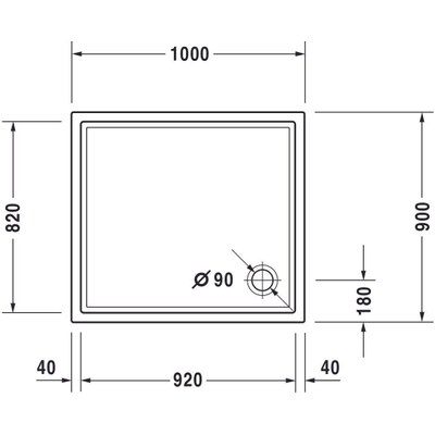Duravit Starck Slimline Kunststof douchebak acryl rechthoekig - 100x90x5cm - zonder poten - wit