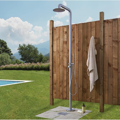 FortiFura Outdoor Deluxe Colonne de douche de jardin avec douchette et douche de tête inox brossé