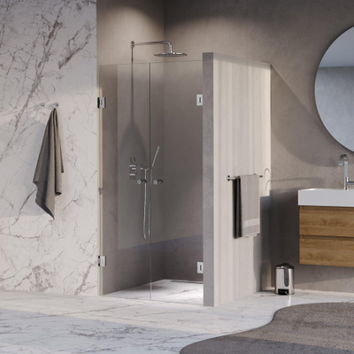 BRAUER Void Carving Pendeldeur - 100x200cm - glascoating - omkeerbaar - helder glas - Chroom