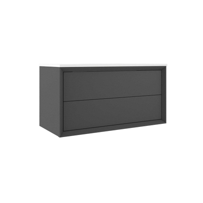 Saniclass Prime Core Ensemble meuble de salle de bains - 100x50x45cm - 1 vasque rectangulaire en céramique blanche - 1 trou de robinet - 2 tiroirs - miroir rectangulaire - mat anthracite