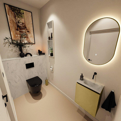 MONDIAZ TURE-DLUX Meuble toilette - 40cm - Oro - EDEN - vasque Opalo - position droite - sans trou de robinet