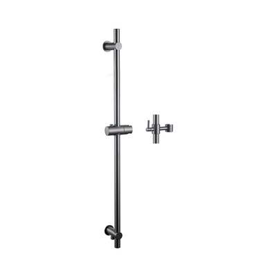 Fortifura Calvi Barre de douche - 90cm - avec coude d'alimentation mural intégré - Gunmetal