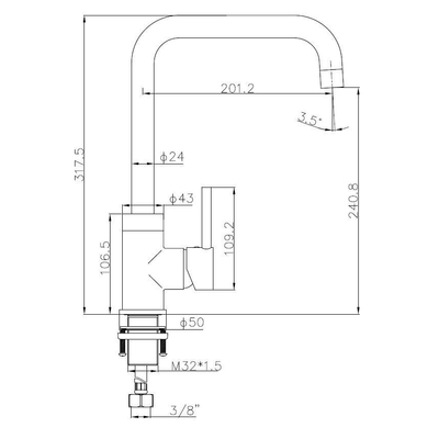 Best Design Sort keukenmengkraan H32 cm Nero mat zwart SHOWROOMMODEL