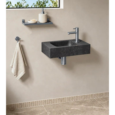 Fortifura Fuente fonteinset – rechthoekig – 40x22x9 cm – natuursteen zwart – kraan RVS