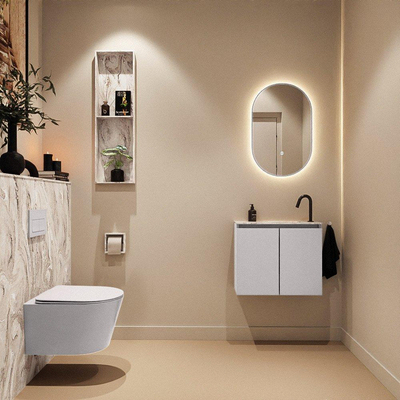 MONDIAZ TURE-DLUX Meuble toilette - 60cm - Cale - EDEN - vasque Glace - position droite - 1 trou de robinet