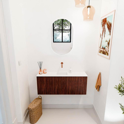 Mondiaz JOYA 100cm toiletmeubel - kleur Ruby - Wastafel FAYE positie Midden Zonder kraangat kleur Talc.