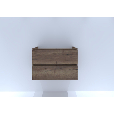 HR badmeubelen Infinity Meuble sous vasque 80x55x45cm 2 tiroirs avec poignée intégrée Tabacco