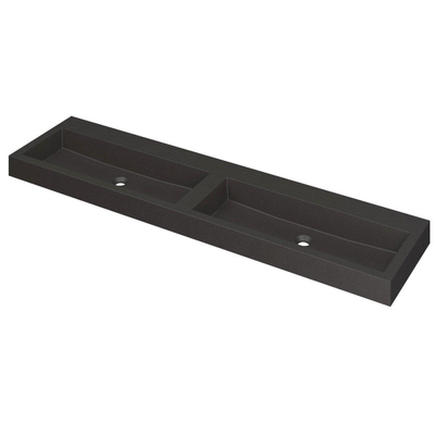INK Momento wastafel - 180x45x9cm - 2 wasbakken - 0 kraangaten - Quartz zwart
