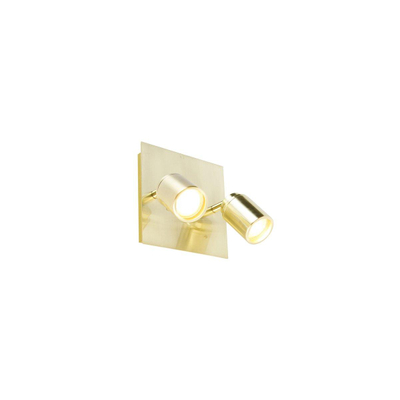 QAZQA Ducha badkamer plafondlamp - 17x17cm - 2 spots - IP44 - vierkant - messing (goud)