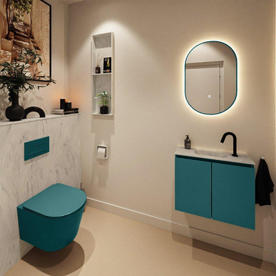 MONDIAZ TURE-DLUX Meuble de toilettes - 60cm - Smag - EDEN - lavabo Opalo - position centrale - 1 trou de robinet
