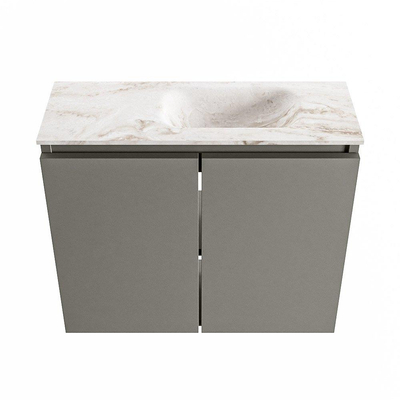 MONDIAZ TURE-DLUX meuble WC 60 cm Smoke. Lavabo EDEN Frappe position droite. Sans trou de robinet.