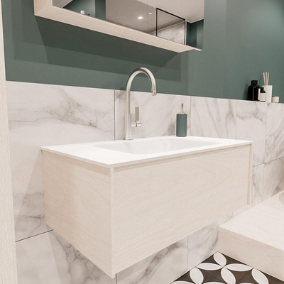 MONDIAZ LUSH Ensemble de meuble de salle de bain - 80cm - 1 tiroir - lavabo cloud - vasque centrale - 1 trou de robinet - sous-couche