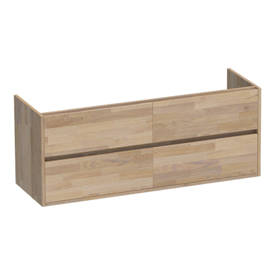 BRAUER Adore wastafelonderkast - 140x46x55cm - 4 softclose lades - greeploos - 2 sifon uitsparingen - massief eiken - vingerlas eiken grijs