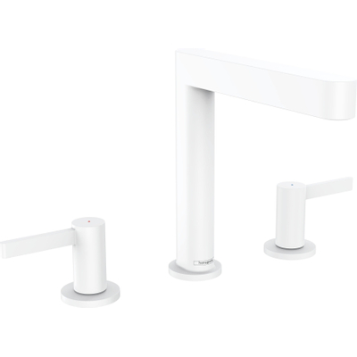 Hansgrohe Finoris wastafelkraan - model 160 - opbouw - 3-gats - met trekwaste - mat wit