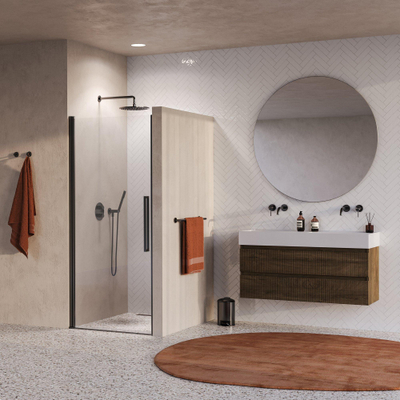 BRAUER Cosmic Nisdeur - 90x200 - draaiend - helder - glas omkeerbaar incl. glascoating - geborsteld gunmetal PVD