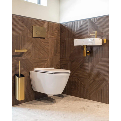 QeramiQ Push Metal Bedieningsplaat - voor Geberit UP320 inbouwreservoir - dualflush - ronde knoppen - metaal - messing geborsteld (goud) OUTLETSTORE