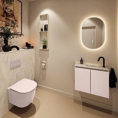 MONDIAZ TURE-DLUX Meuble toilette - 60cm - Rosee - EDEN - vasque Ostra - position droite - 1 trou de robinet