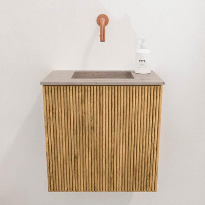 Mondiaz JOYA-DLUX 40cm toiletmeubel - kleur Oak - Wastafel FAYE positie Midden Zonder kraangat kleur Saba.