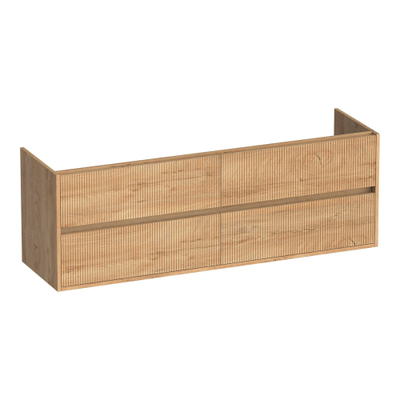 BRAUER Adore Wavy wastafelonderkast 160 4 softclose lades - greeploos - 2 sifon uitsparingen - Forest Tan