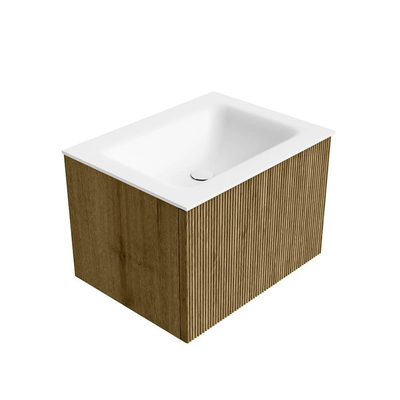 Mondiaz KURVE Ensemble meuble de salle de bains - 60x46x40cm - 1 tiroir - lavabo solid surface - centre - sans trou de robinet - Dusk