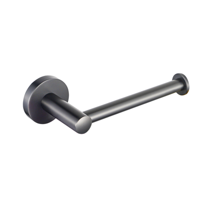 Fortifura Calvi Toiletset 3-delig - toiletrolhouder - zonder klep - toiletborstel - handdoekhaak dubbel rond - PVD - geborsteld gunmetal (antraciet)