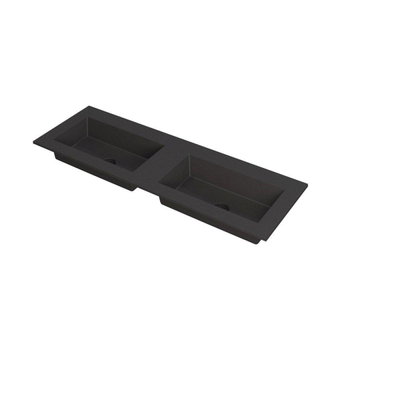 INK Kraft wastafel - 140x45x1cm - 2 wasbakken - 0 kraangaten - Quartz zwart