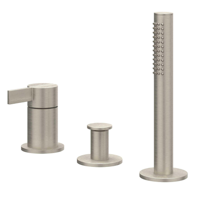 IVY Pact Combinaison de bord de baignoire - 3 voies - mitigeur - douchette extractible - sans bec - Nickel brossé PVD