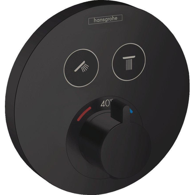 Hansgrohe Showerselect Ensemble de douche - élément encastré - thermostat - douche de tête - ensemble douchette - raccord mural - pièce de raccordement - noir mat