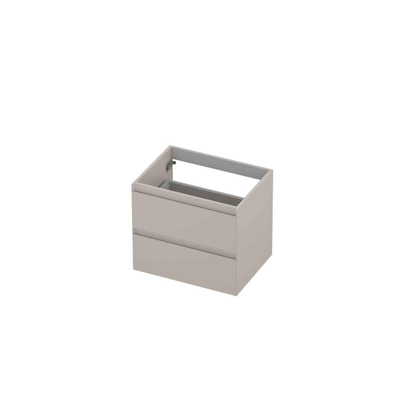 INK Wastafelonderkast - 60x45x52cm - 2 lades - greeploos - MDF lak - Mat kasjmier grijs