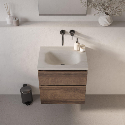 BRAUER Dune Medium Lavabo - 60cm - 1 cuve - 0 trous de robinet - pierre frittée - Ivory Travertin
