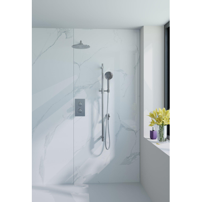 Fortifura Calvi Inbouw Regendoucheset - thermostatisch - wandarm - glijstang - 30cm - hoofddouche - ronde handdouche - gladde doucheslang - hoogglans chroom