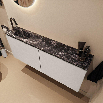 MONDIAZ TURE-DLUX 120cm toiletmeubel Linen. EDEN wastafel Lava positie links. Met 1 kraangat.