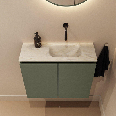 MONDIAZ TURE-DLUX Meuble toilette - 60cm - Army - EDEN - vasque Ostra - position droite - sans trou de robinet