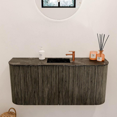 Mondiaz JOYA-DLUX 93.2cm toiletmeubel - ronding links en rechts kleur Shadow - Wastafel FAYE positie Midden 1 kraangat kleur Lava.