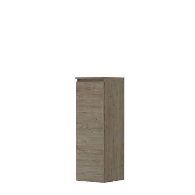 INK Badkamerkast - 35x37x106cm - 1 deur - links en rechtsdraaiend - greeploos - houten keerlijst - MFC Greige eiken OUTLETSTORE
