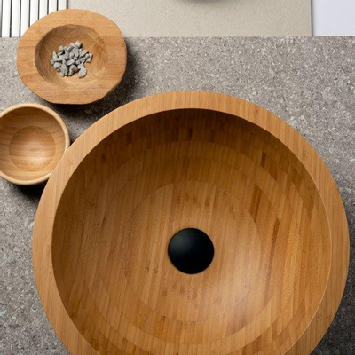 Saniclass Pesca Bamboo Waskom 40.6x40.6x14cm Rond Bamboe Hout OUTLET