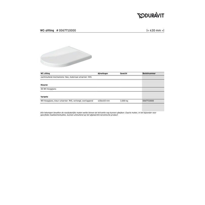 Duravit Starck 3 WC-zitting - 43x45x5cm - Kunststof wit Glanzend