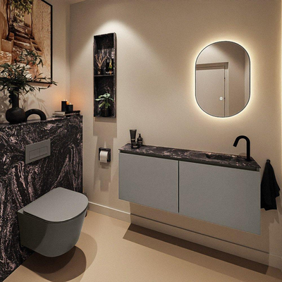 MONDIAZ TURE-DLUX 120cm toiletmeubel Smoke. EDEN wastafel Lava positie rechts. Met 1 kraangat.