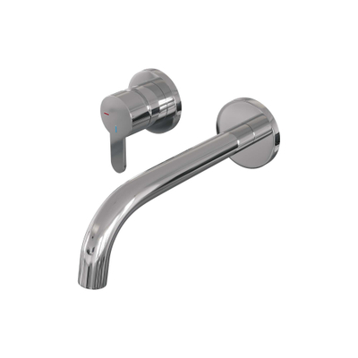 BRAUER Chrome Edition Wastafelmengkraan inbouw - gebogen uitloop rechts - hendel plat smal - inclusief inbouwdeel - model D2 chroom