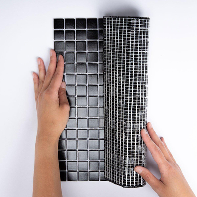 The Mosaic Factory Amsterdam mozaïektegel - 32.2x32.2cm - wand en vloertegel - Vierkant - Glas Black Black Mat