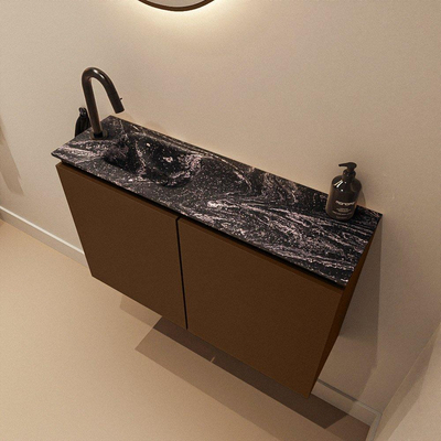 MONDIAZ TURE-DLUX 80cm toiletmeubel Rust. EDEN wastafel Lava positie links. Met 1 kraangat.