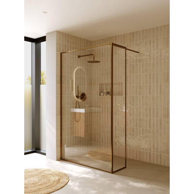Riho Define inloopdouche - 120x200cm - l-vorm - helder glas met frame - 6mm - links - mat koper